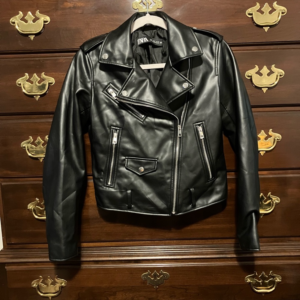 Zara Faux Leather Biker Jacket Size Small